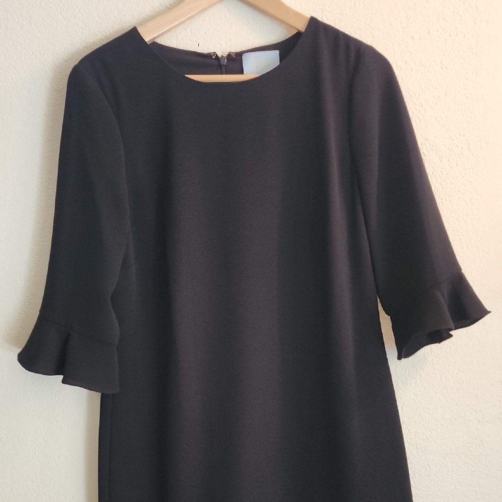 CeCe Black Long Sleeve Dress with Ruffle Detail